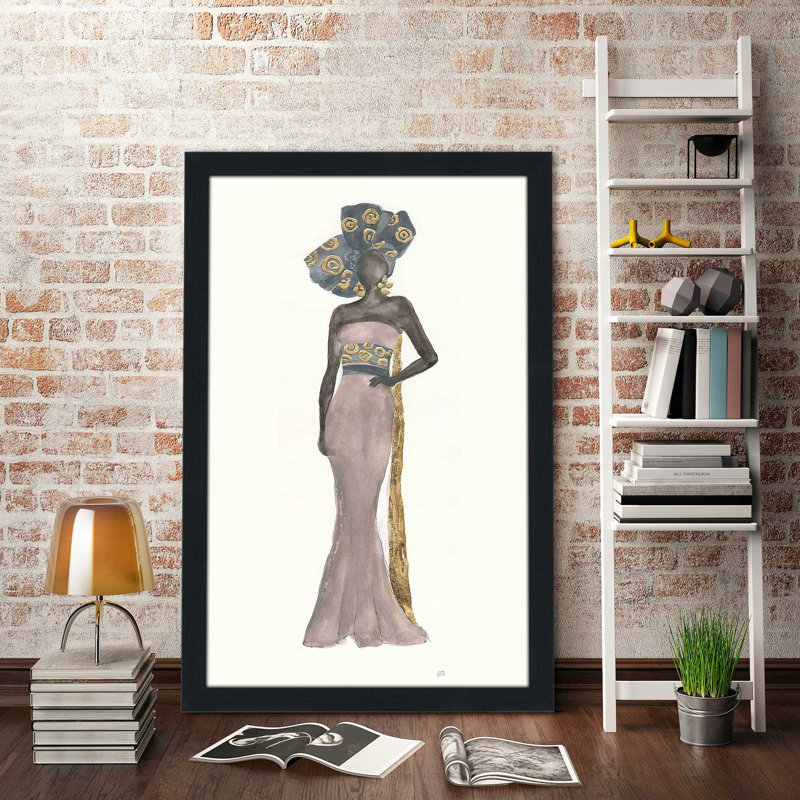«Global Fashion II» par Chris Paschke - Peinture, H 39,5 po x l 27,5 po x P 0,75 po, Cadre espresso