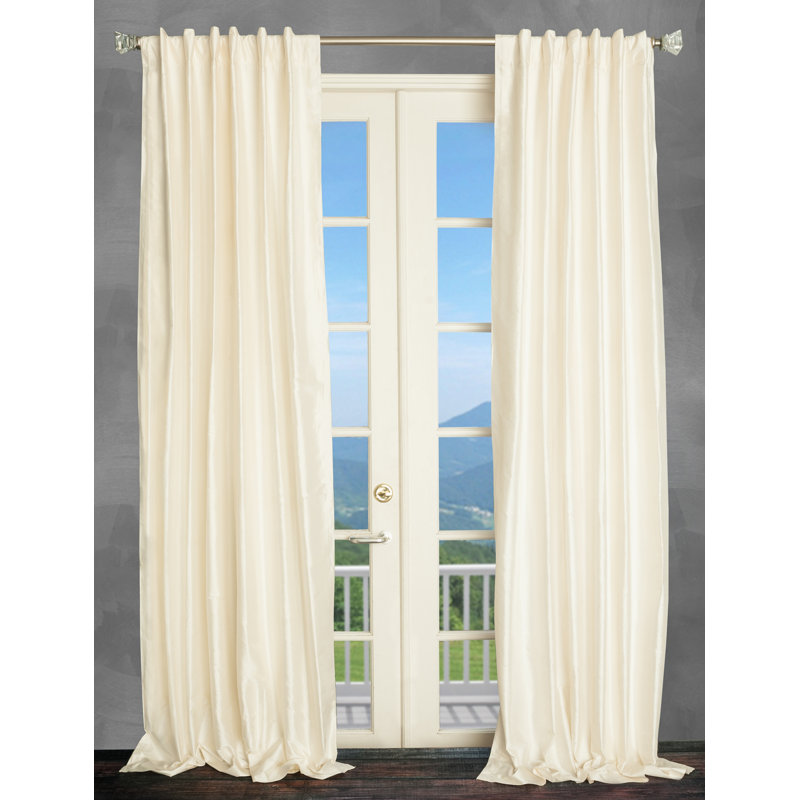 Silk Room Darkening Single Curtain Panel, 50" W x 108" L, Ivory