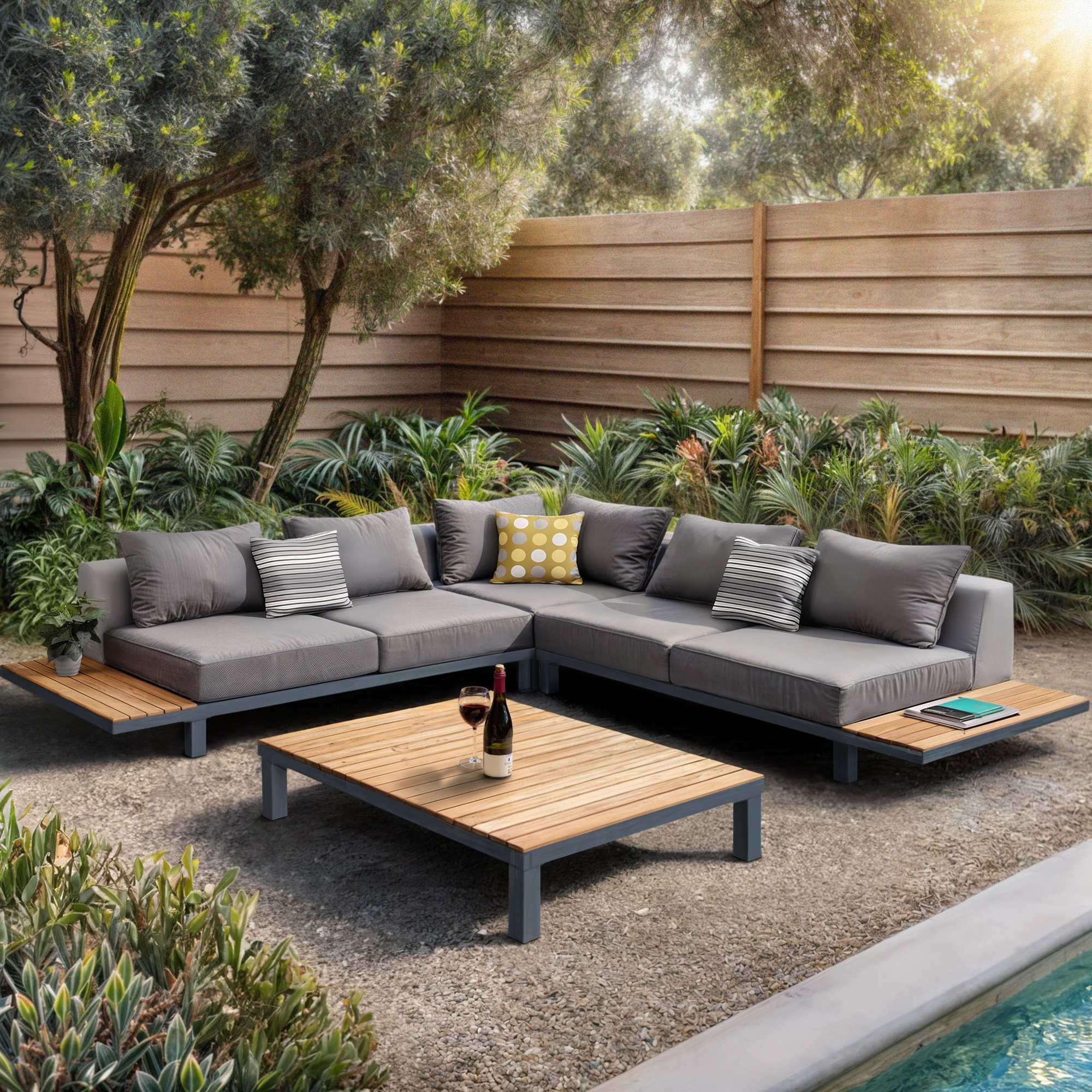 Opia Teak 4 - Person Patio Conversation Set with Cushions