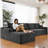 132" L-shaped Sectional Couch, Compression Sofa, Grey Corduroy, Left Facing-677751582-677751553