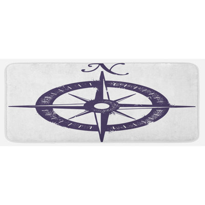 Tapis de cuisine avec un géant à l’aide d’un windrose mauve foncé tons de cuisine blanc mauve foncé