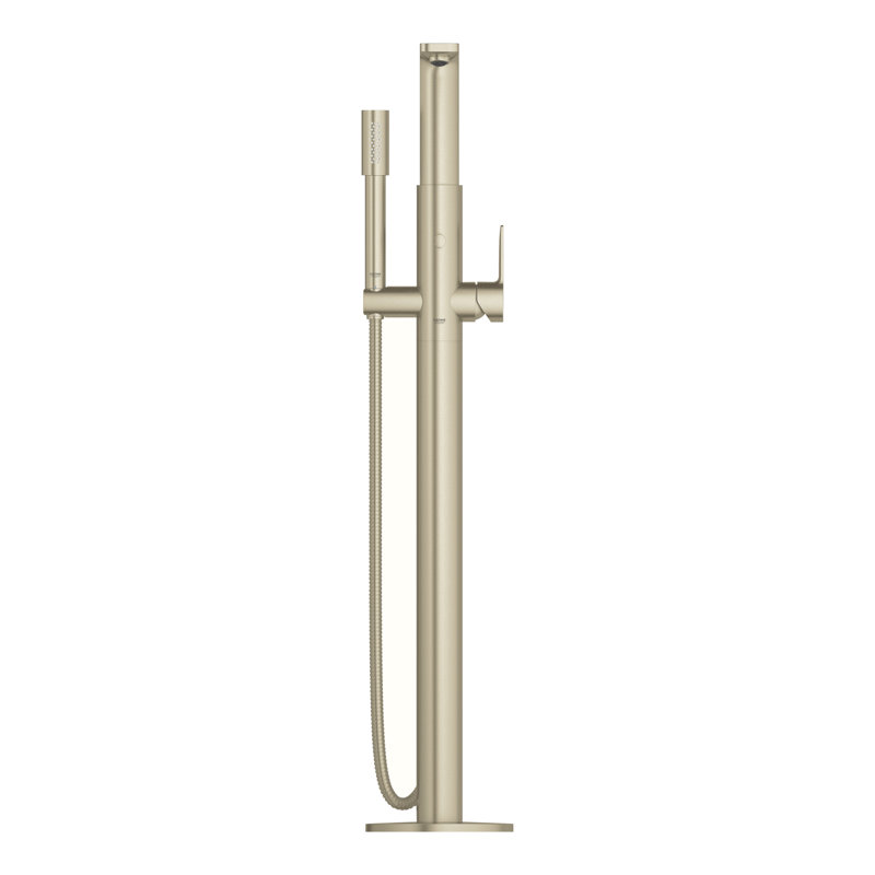 Lineare Single Handle Floor Mounted Tub Filler with Handshower, Brushed Nickel