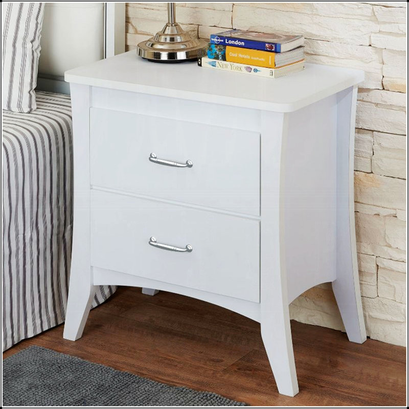 Table de chevet en bois aggloméré avec 2 tiroirs, design élégant et peu encombrant pour les chambres modernes