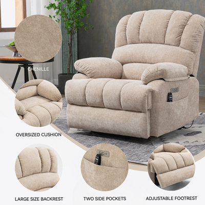 Fauteuil inclinable électrique en chenille de 23 po de large et à dossier haut avec massage par vibration à 8 points et chauffage lombaire