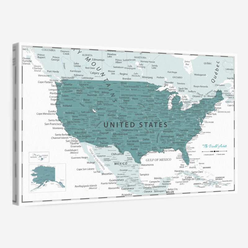 Pin foncé cyan foncé USA Alvertia, H 32 po x l 48 po