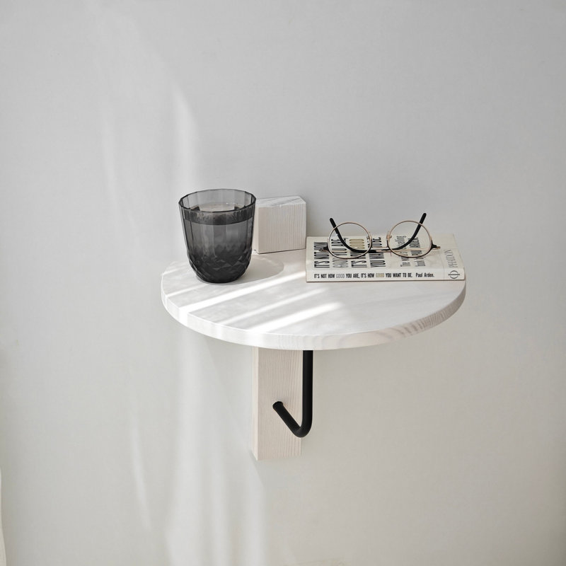 Locelso Wood Floating Shelf, White/Black