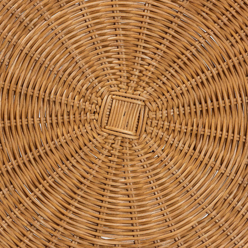 Table de bout ronde en rotin Sadie - Table d'appoint en osier tissé à la main avec base ouverte