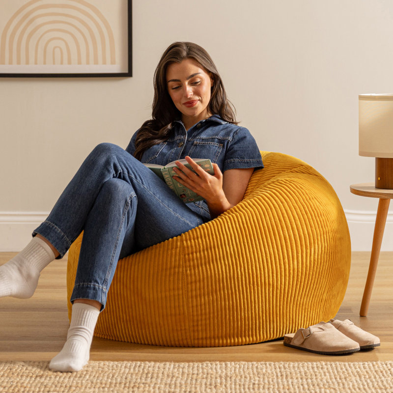 icon Kingston Beanbag Corduroy Navy Blue, Ochre Yellow