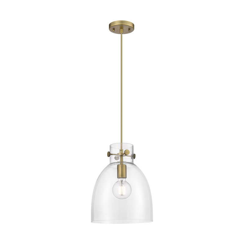 Luminaire suspendu à 1 lumière Badgett, Laiton brossé, Clair