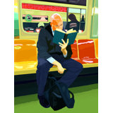 Blue Book Bald Man Print by Evan Sklar