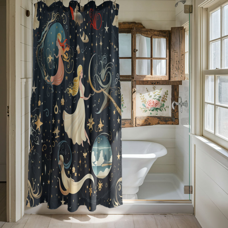 Rideau de douche à motif abstrait IMMO, H 74 po x l 71 po