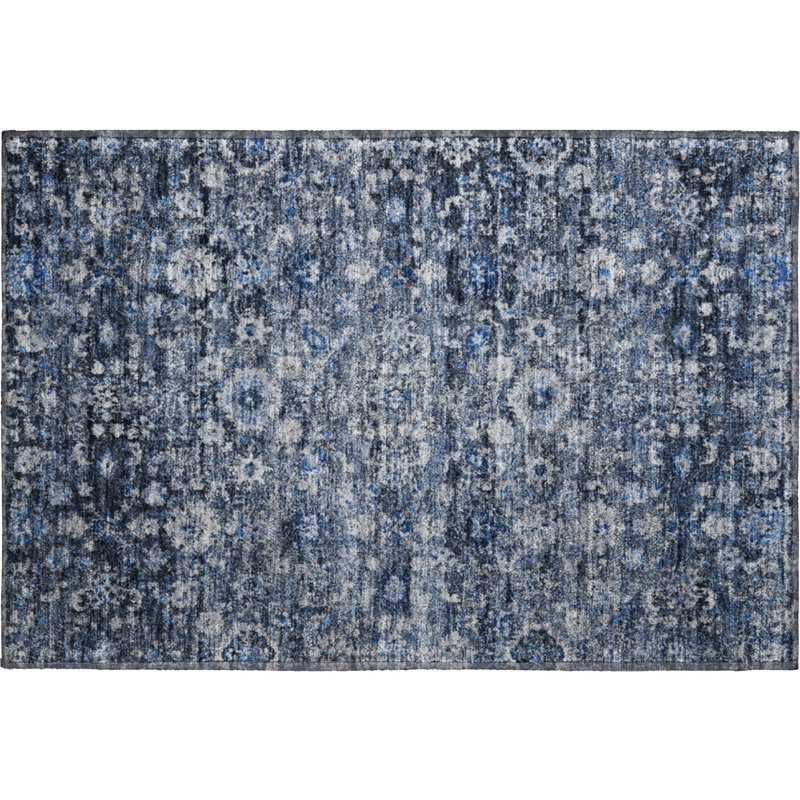 Tapis bleu Cerrito lavable à la machine de qualité supérieure, Rectangle 1 pi 8 po x 2 pi 6 po