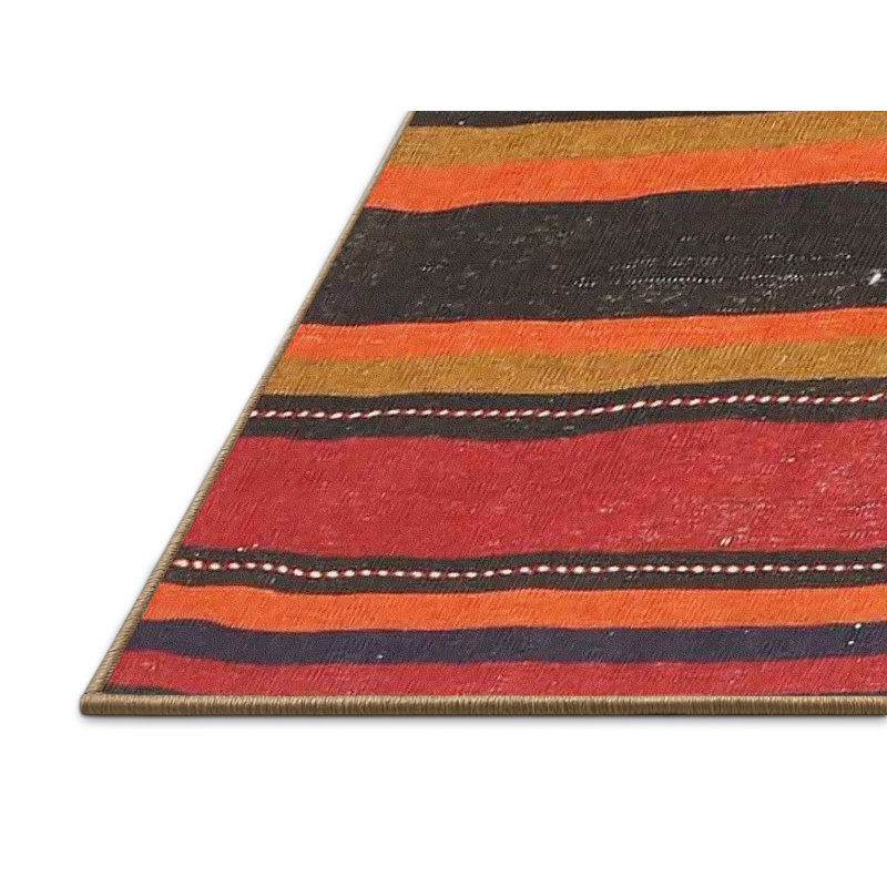Tapis orange/rouge/noir contemporain, Rectangle 5 pi x 8 pi