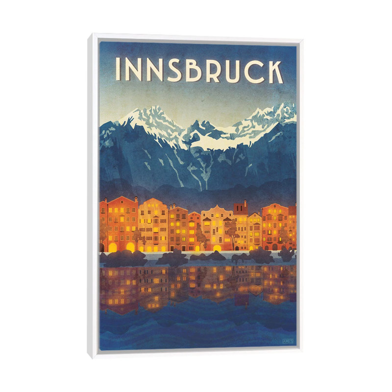 Impression d’art graphique « Austria-Innsbruck » par Missy Ames, H 40 po x l 26 po x P 1,5 po, Toile blanche encadrée