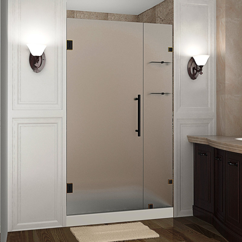 Nautis GS 37 x 72 Hinged Frameless Shower Door, Bronze, Frosted