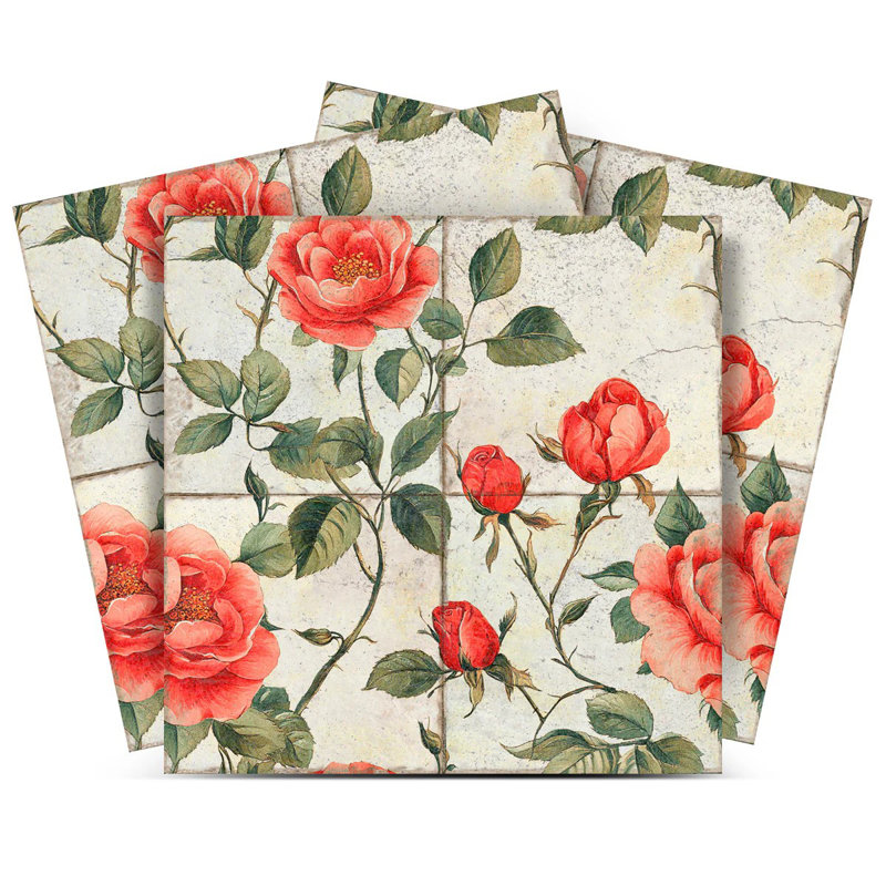 Carreau de mosaïque floral en vinyle 8 po x 8 po (ensemble de 24)