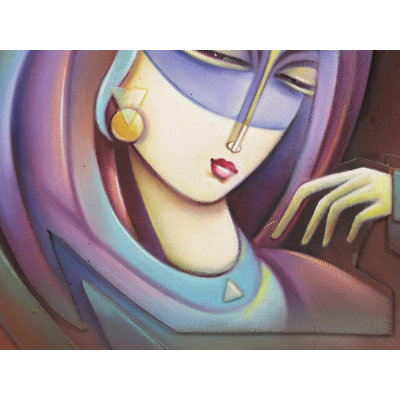 Crowned Lady - peinture 3D | Huile sur toile avec bois