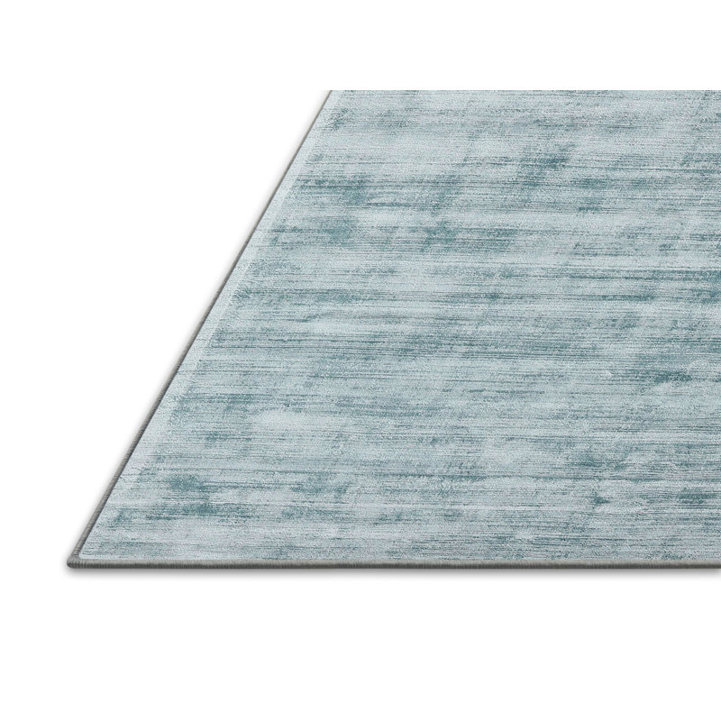 Tapis contemporain bleu ciel, Rectangle 5 pi x 7 pi