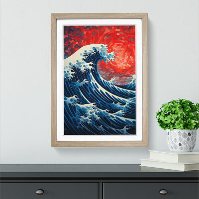 XYZ-FRM-V1223-6462 Wave Japanese Geometric No.3 - Single Picture Frame Print on Wood