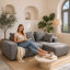 Ensemble de canapés modernes en mousse avec 5 coussins décoratifs - Conception modulaire
