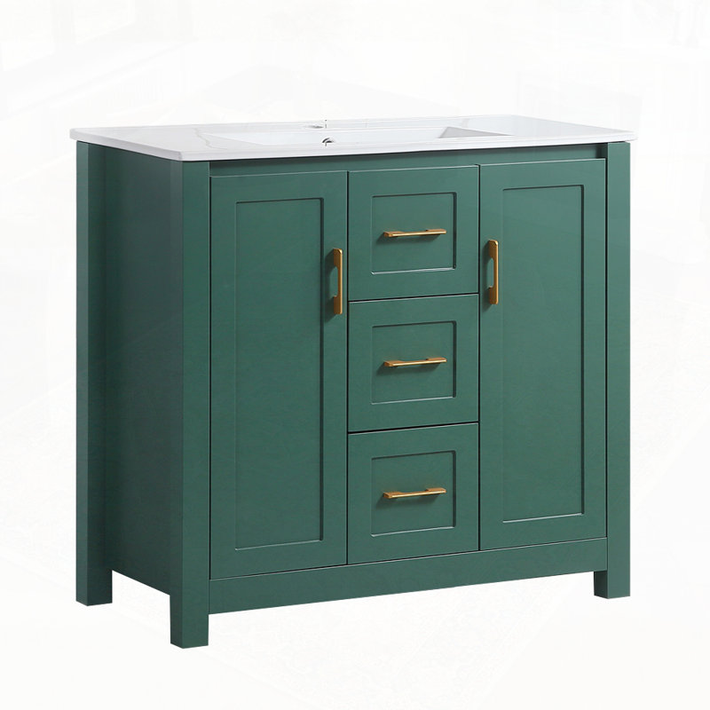 Bathroom Vanity with Single Sink, Green