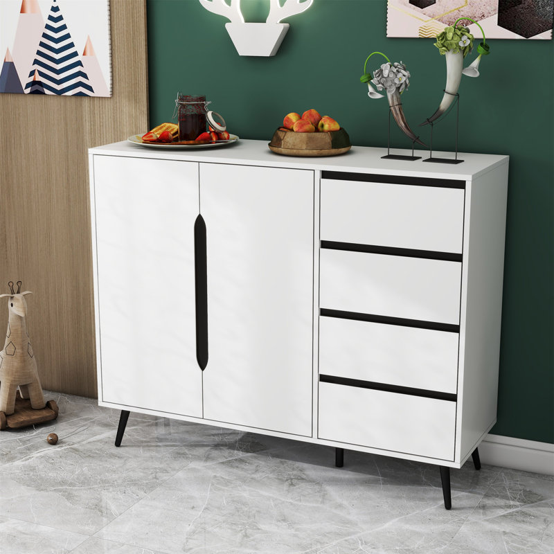 Armoire d'appoint moderne avec quatre tiroirs et deux portes