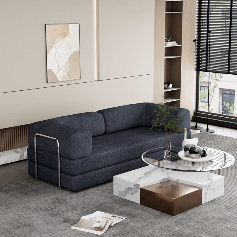 3 Seater Sofa & Chaise, Chenille, Blue