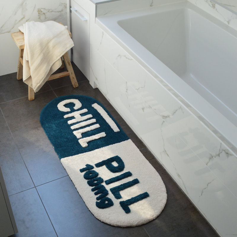 Chill Pill Oval Bath Rug, Teal;Blue