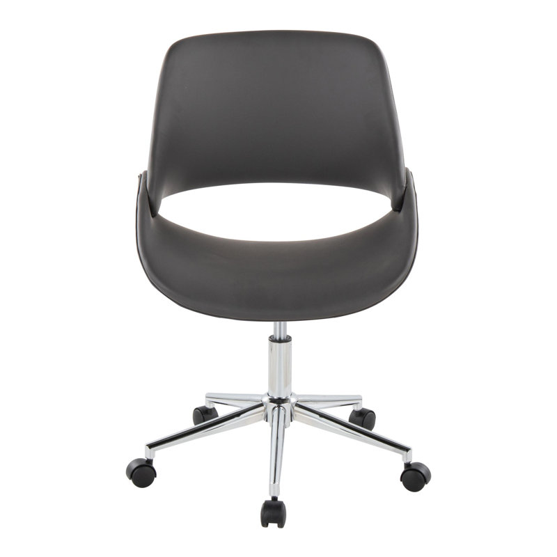 Chaise de bureau contemporaine en métal et similicuir, Gris