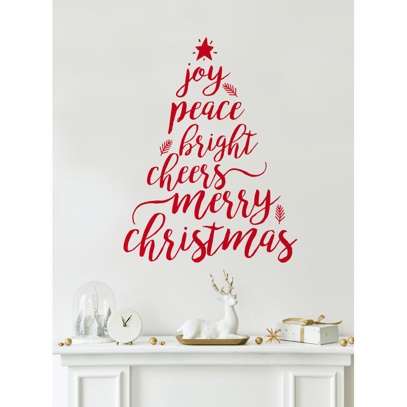 Adhésif décoratif arbre de Noël joyeux, Rose