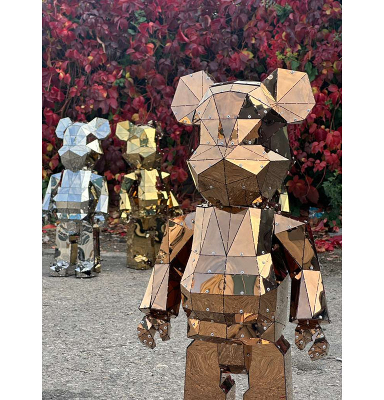 Statue d'ours - Chrome - XXXL, XXXL, Silver