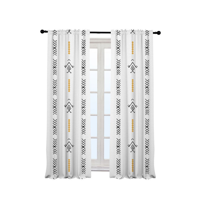 Boho Pattern Lined Single Panel Curtain, White, 140cm Width x 200cm Drop