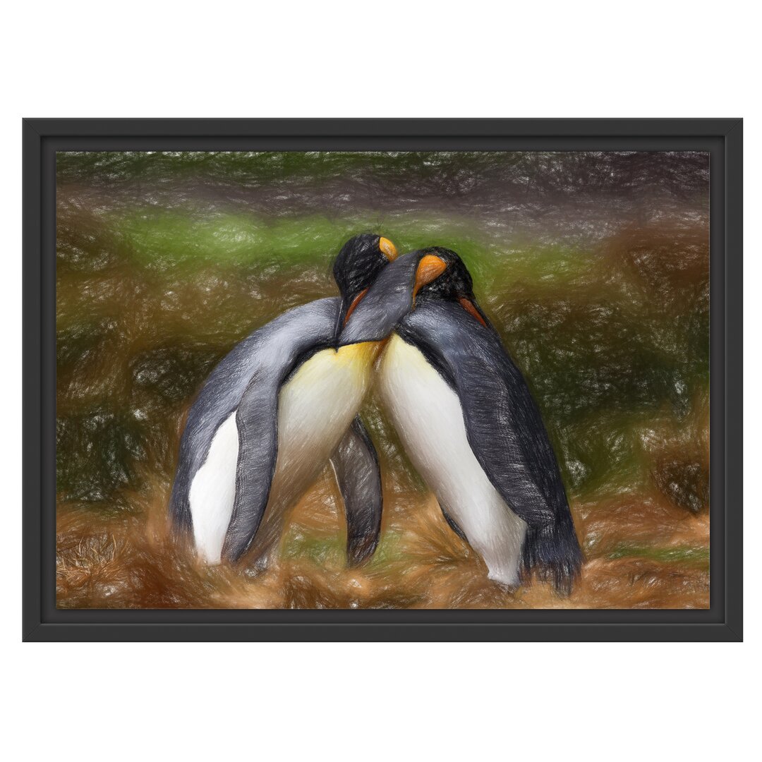 Gerahmtes Wandbild Pinguine in der Antarktis