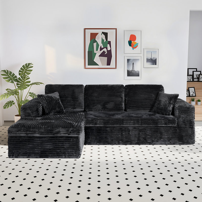 Canapé modulaire de 108 po avec 2 pièces modulaires de style moderne, sans assemblage (faisant face à la gauche, gris), Gris
