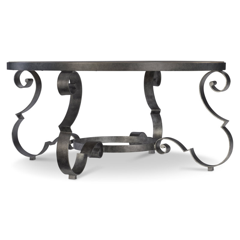 Villa Toscana Traditional Round Cocktail Table with Storage in Beige