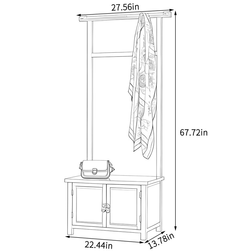 Coat Rack with Cabinet Base