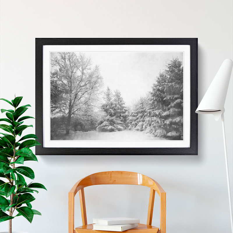 Winter Forest Vol.6 - Picture Frame Painting, 48cm H x 65cm W x 2cm D, Black Framed