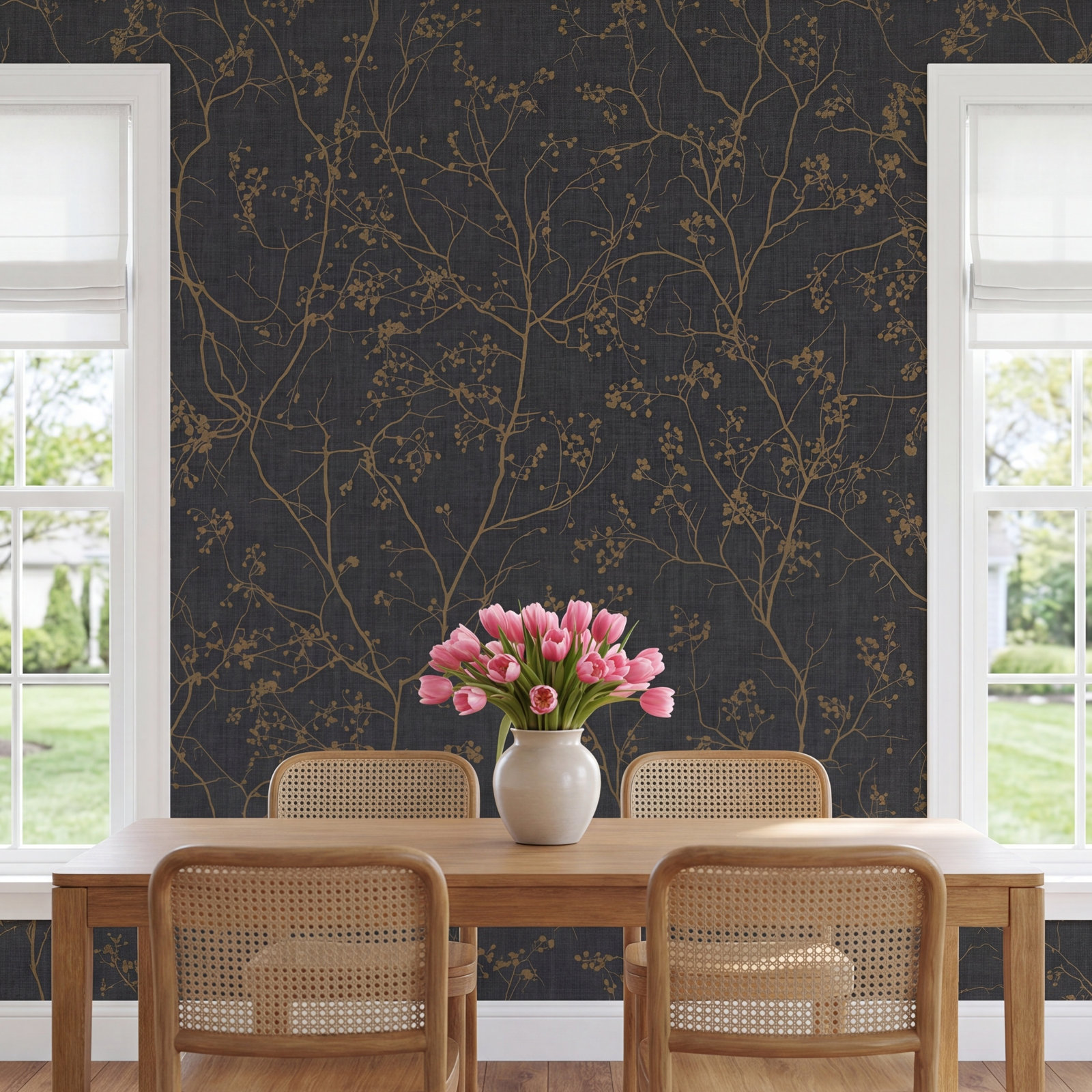 Swanson Wallpaper Double Roll, Black/Gold