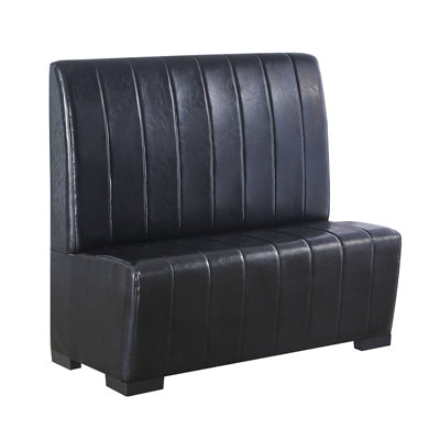 44"H, Vertical Channel Vinyl Back Upholstered Single Booth in Black