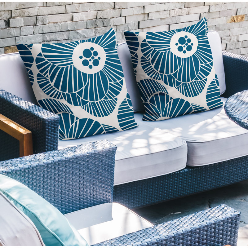 Housse et insert de coussin décoratif intérieur / extérieur en mélange de polyester, L 19 po x H 19 po, Turquoise