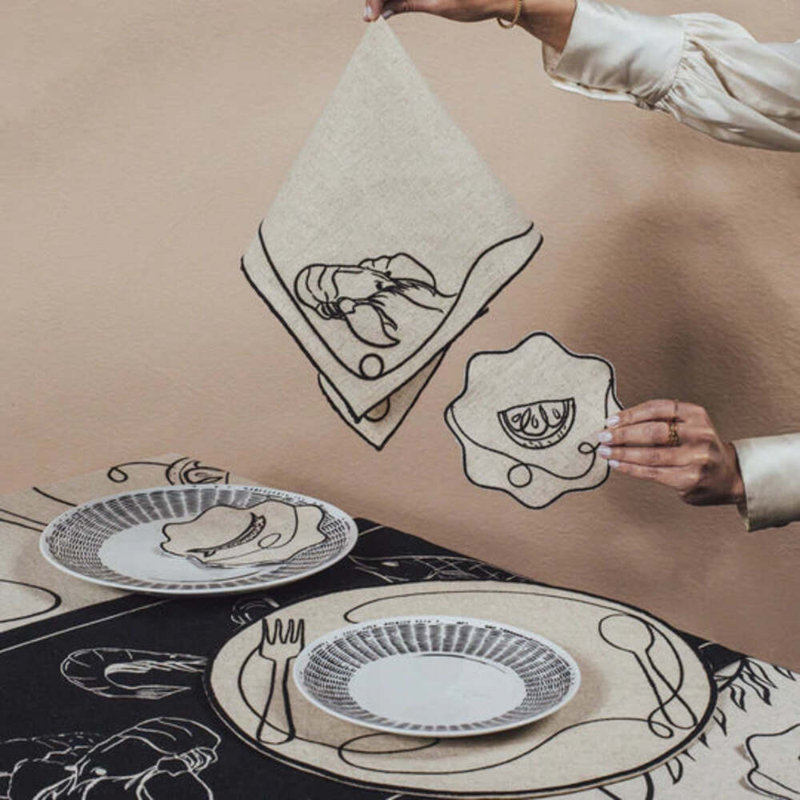 Line Drawing Handmade Porcelain Salad/Dessert Plate