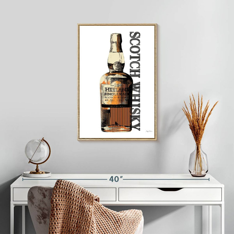 Scotch whisky, Cadre flottant en bois naturel, 17 po x 25 po