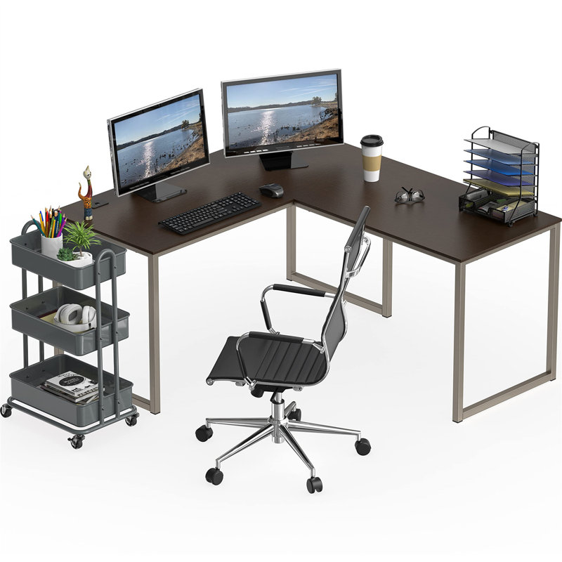 Bureau d'écriture en L Chaddie, H 27,99 po x l 60 po, Gris