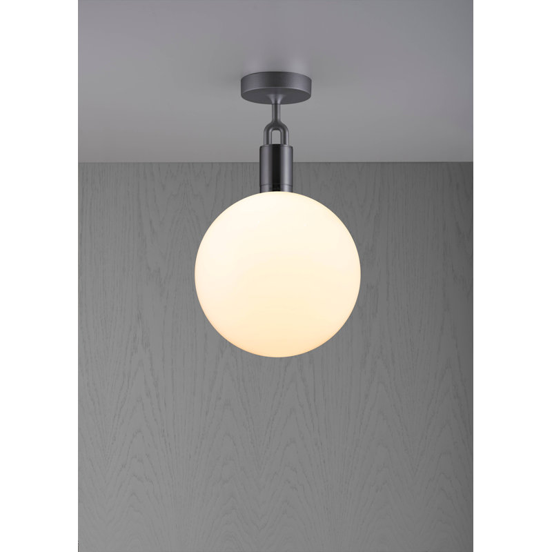 1 - Light Semi Flush Mount, Large, Opal, Gun Metal