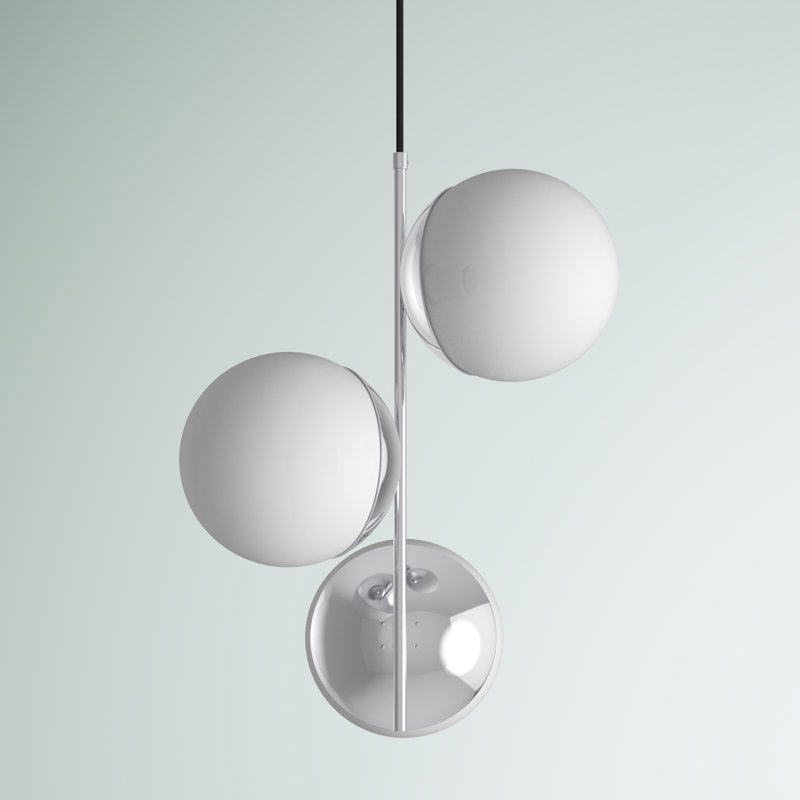 Yearby 3-Light Unique Globe Dimmable Chandelier, Chrome, Frosted White