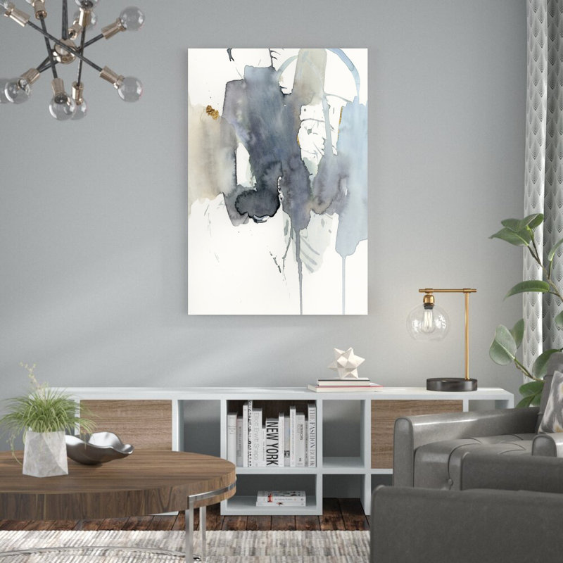 Indigo Splatter II par Victoria Barnes - impression sur toile tendue, H 48 po x l 32 po