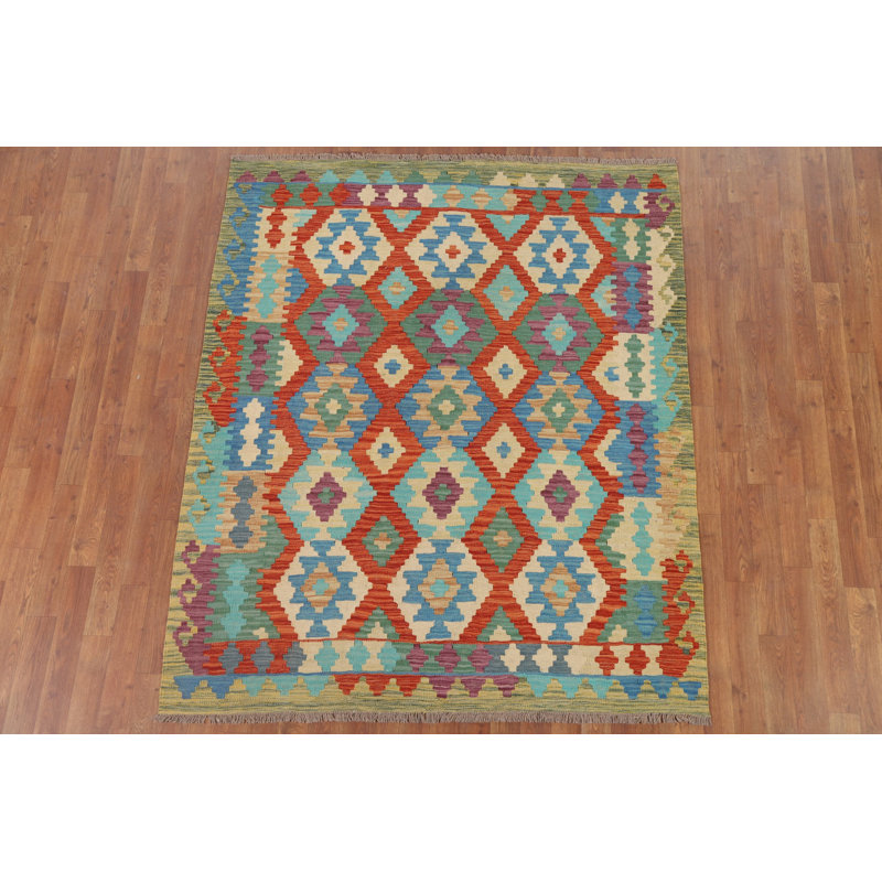 Kilim Reversible Wool Area Rug 5x6