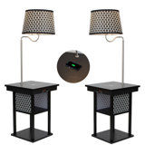 Madison LED Table And Lamp Combo Bundle With Wireless Charging