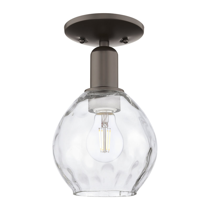 Plafonnier semi-encastré 1 lumière Pomeroy, Transparent / laiton antique