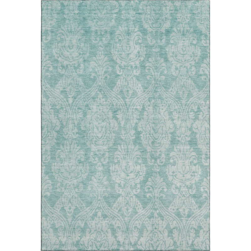 Premium Machine Washable Honig AMF1659 Damask Rug, Rectangle 10' x 14'